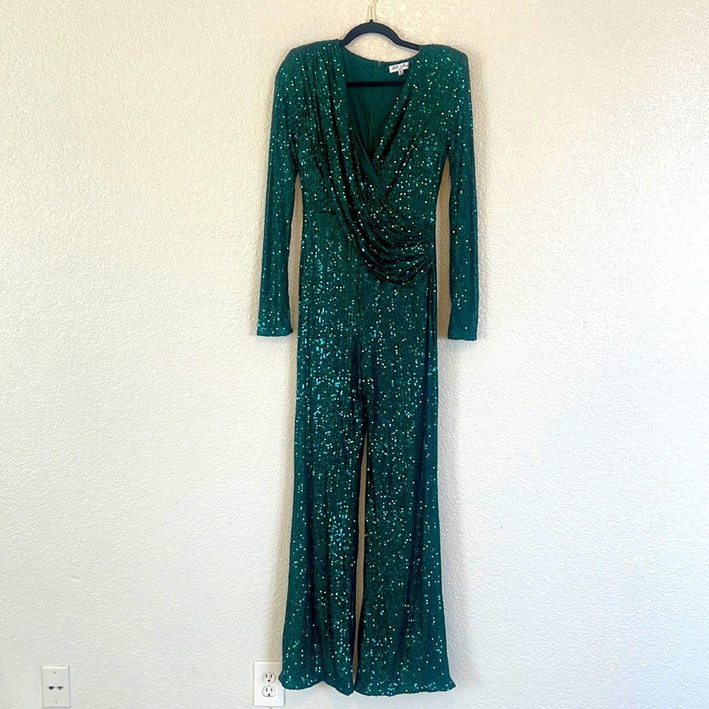 Green sequin jumper.